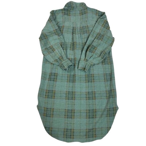 Free People Plaid Long Ruby Jacket Shacket Coat Sage Small Grunge 90s Distressed - Picture 6 of 12